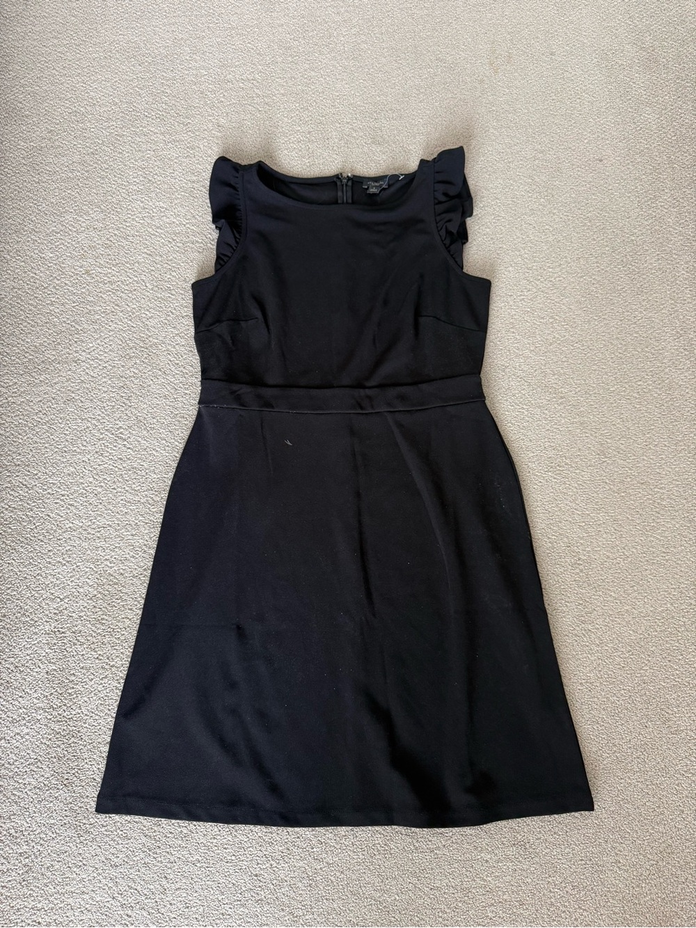 Ann Taylor Factory Black Sleeveless Ruffle-Trim Mini Dress